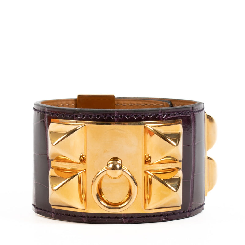 buy 100% authentic pre loved Hermès Amethyst Shiny Alligator Collier De Chien Bracelet on Labellov.com
