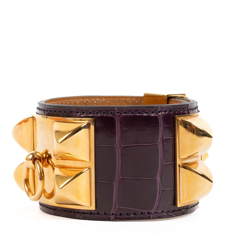 buy 100% authentic pre loved Hermès Amethyst Shiny Alligator Collier De Chien Bracelet on Labellov.com