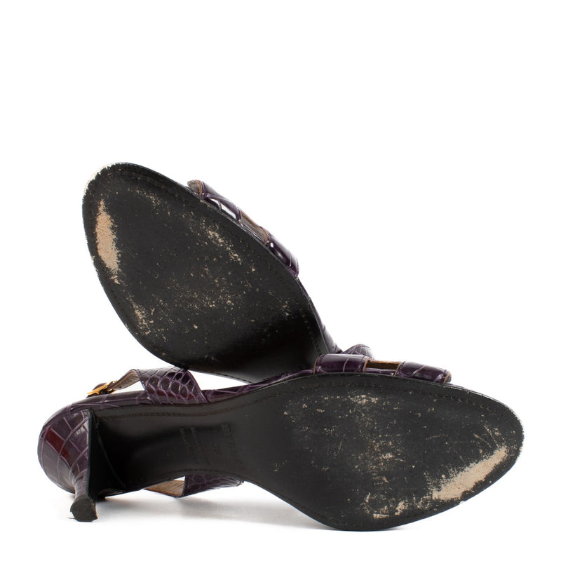 buy 100% authentic pre loved Hermès Amethyst Croco Sandals - size 38 on Labellov.com