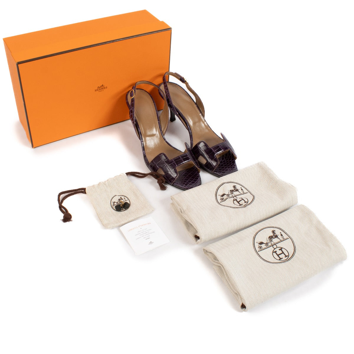 buy 100% authentic pre loved Hermès Amethyst Croco Sandals - size 38 on Labellov.com