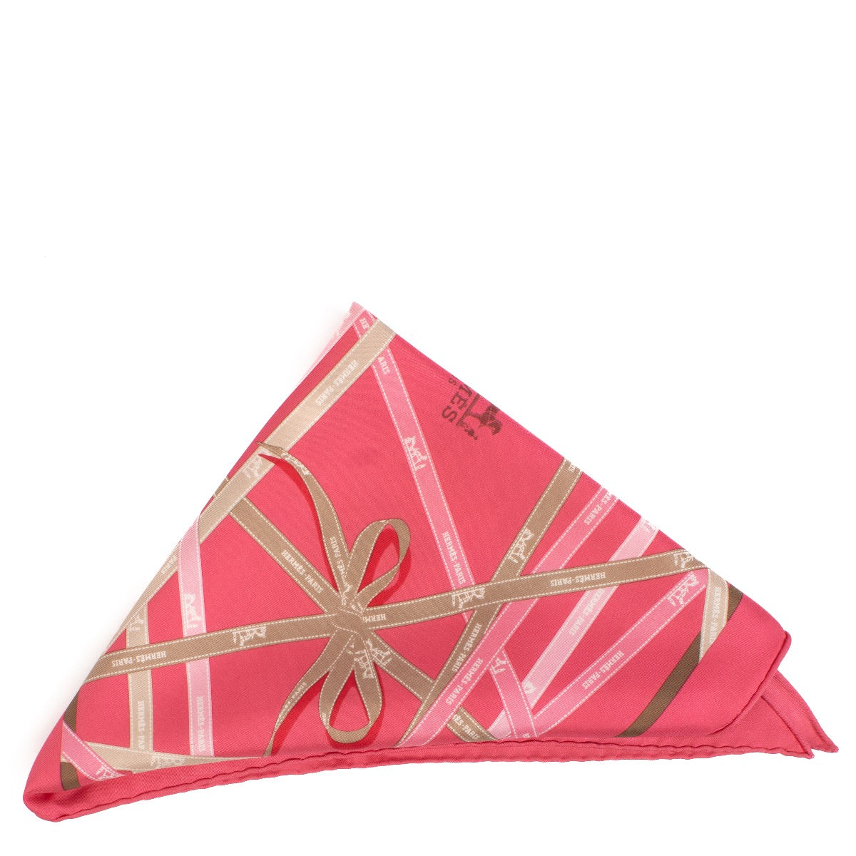 shop 100% authentic second hand Hermès Pink Bolduc Pointu Ribbon Triangle Scarf on Labellov.com