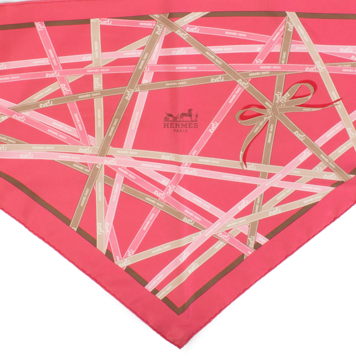 shop 100% authentic second hand Hermès Pink Bolduc Pointu Ribbon Triangle Scarf on Labellov.com