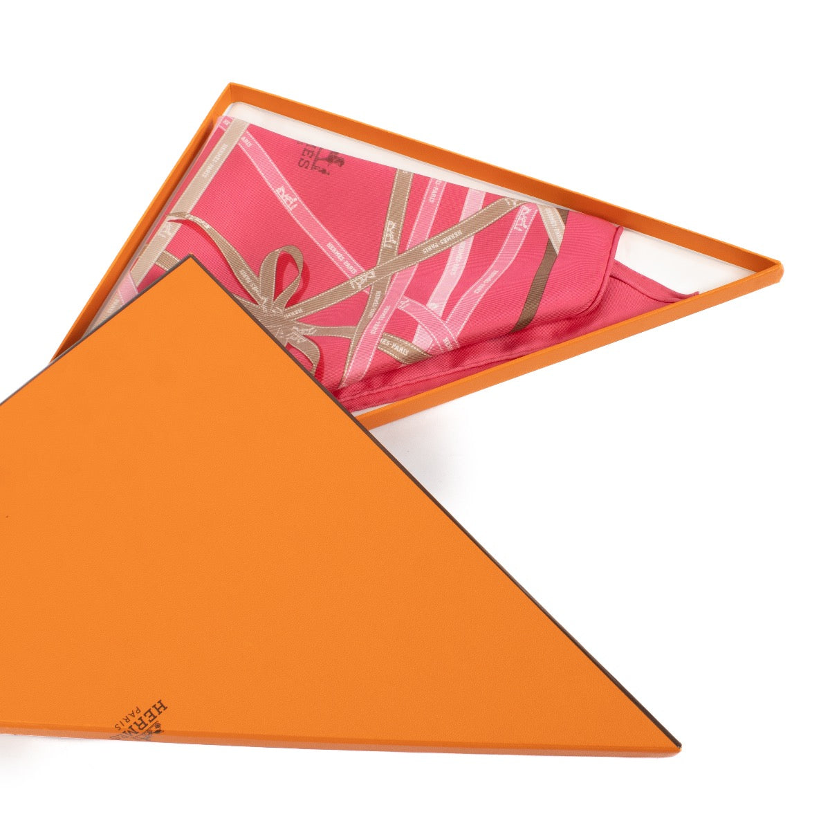 shop 100% authentic second hand Hermès Pink Bolduc Pointu Ribbon Triangle Scarf on Labellov.com