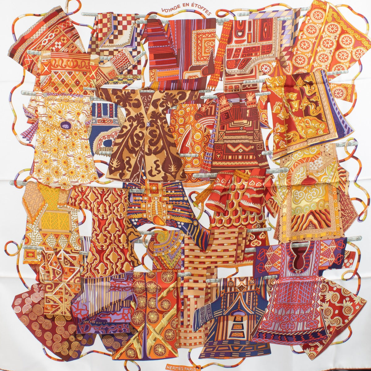 Hermès Voyage En Ettofes 90 Silk Scarf