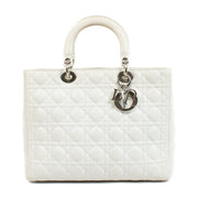Christian Dior White Large Lady Dior Top Handle Bag aan de beste prijs bij Labellov tweedehands luxe