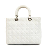 Are you looking for an authentic designer Christian Dior White Large Lady Dior Top Handle Bag? We buy and sell your preloved and brand new designer bags.