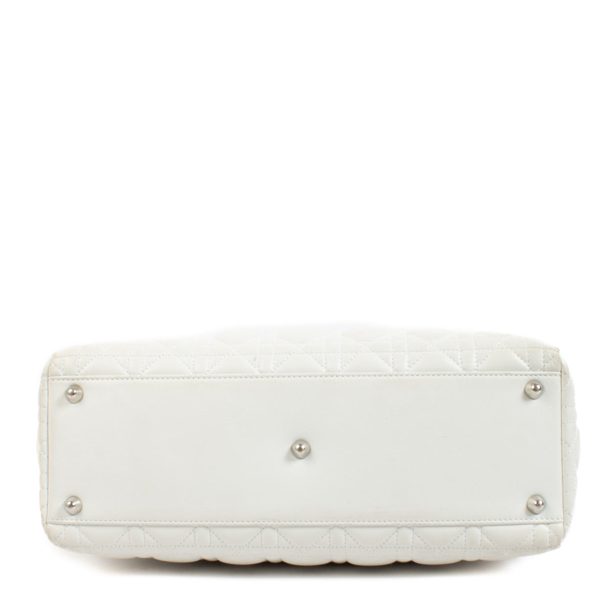 Christian Dior White Large Lady Dior Top Handle Bag