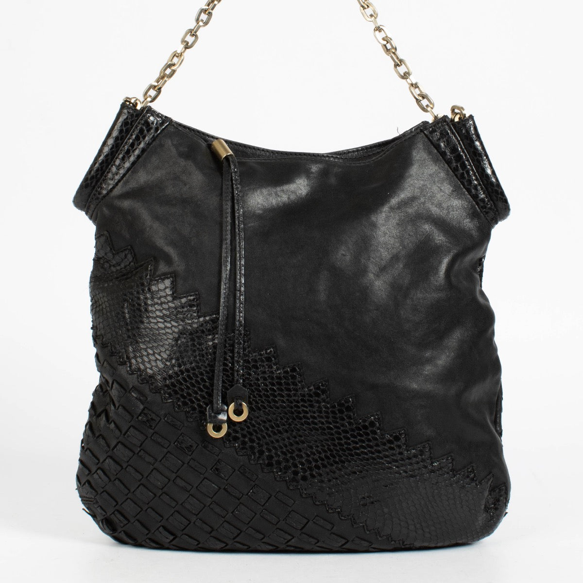 Jimmy Choo Black Python Tatum Hobo Bag