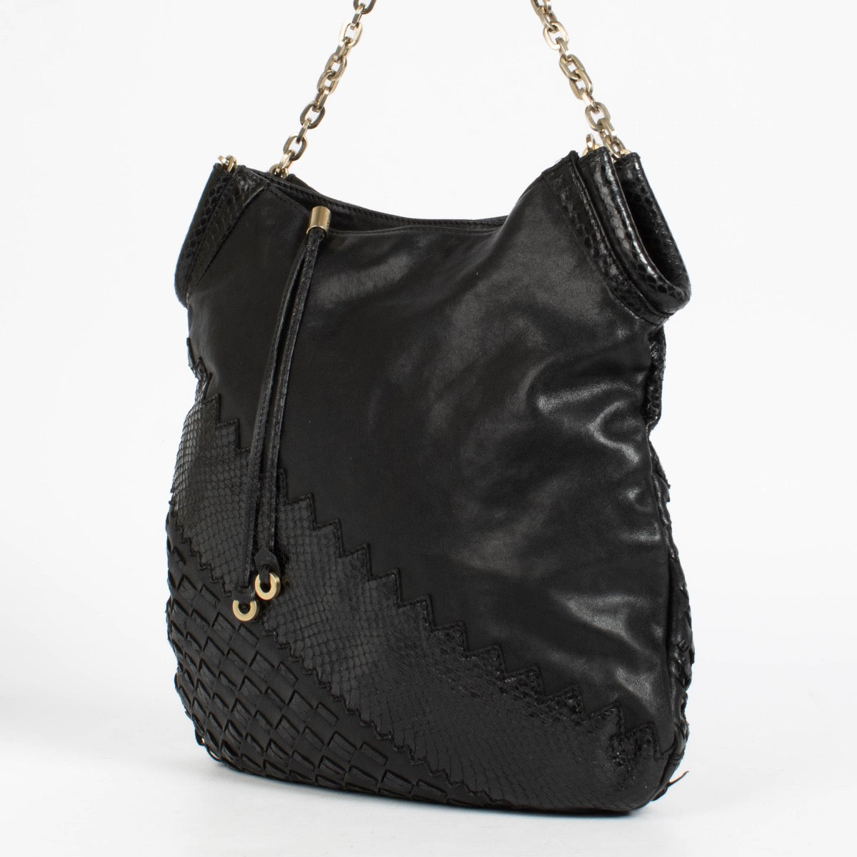 Jimmy Choo Black Python Tatum Hobo Bag