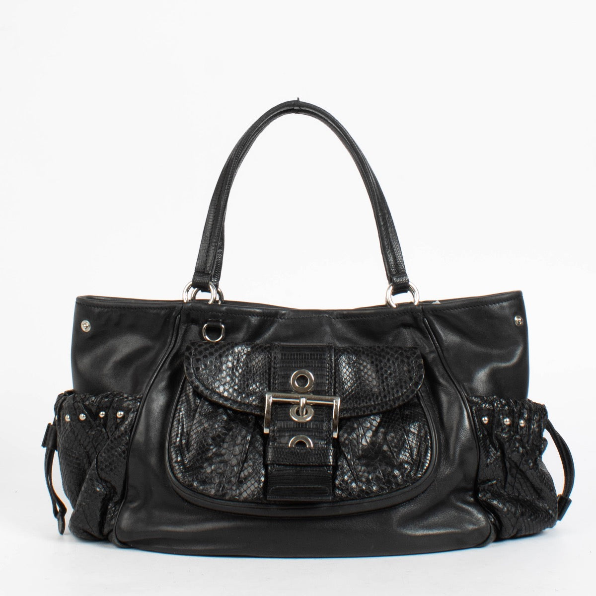 Authentic pre-loved Prada Black Cargo Python tote on Labellov.com