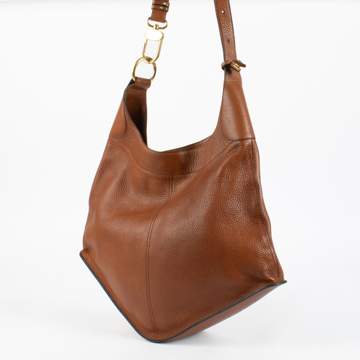 Authentic timeless Delvaux Satán Cognac Shoulder Bag in grained leather at Labellov.com