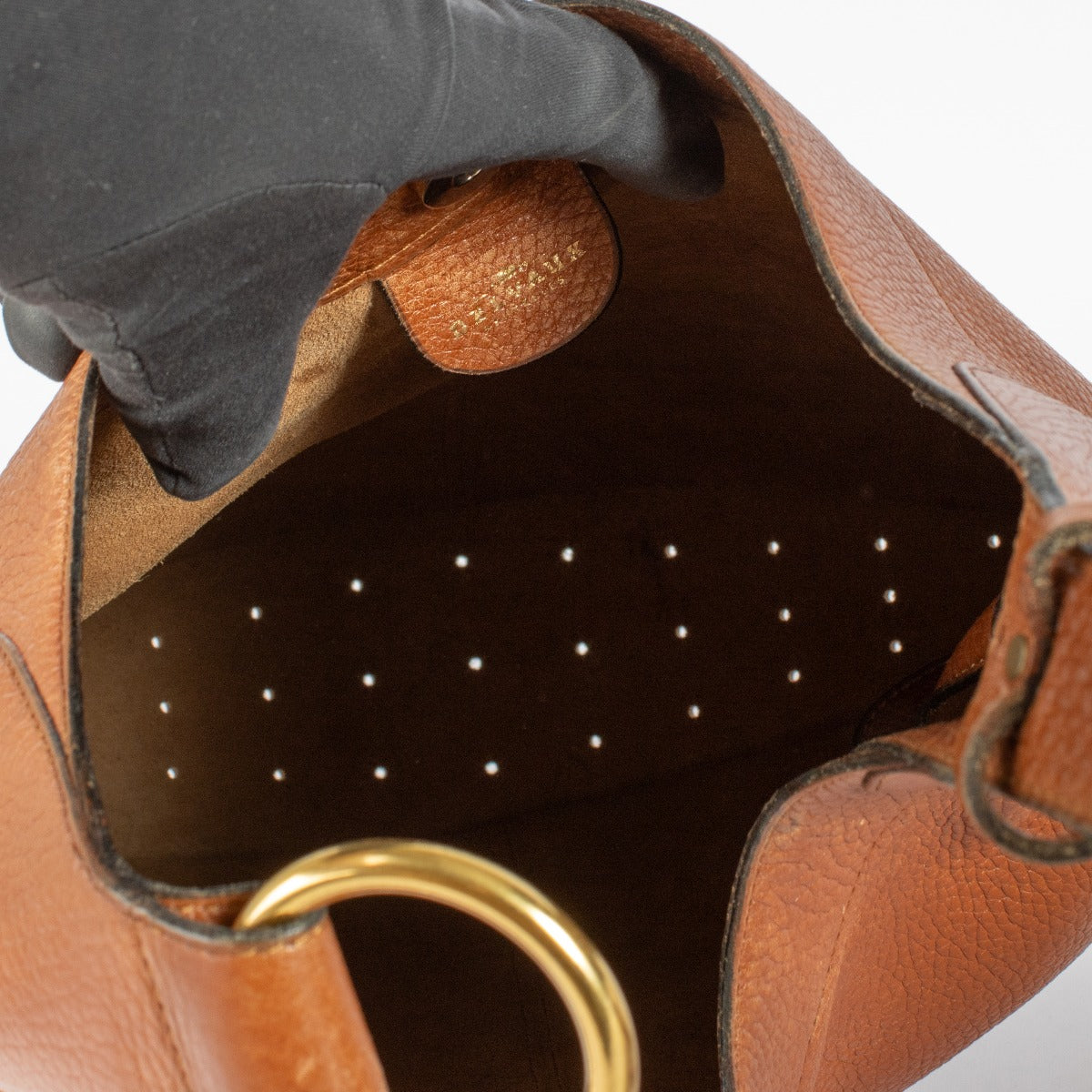 Authentic timeless Delvaux Satán Cognac Shoulder Bag in grained leather at Labellov.com