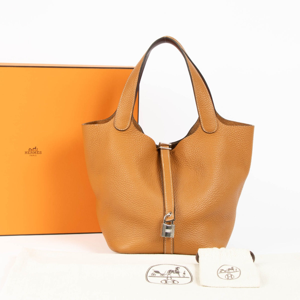 Sac Hermès Picotin Lock 22 Eclat Toffee/Bordeaux Clemence/Swift PHW