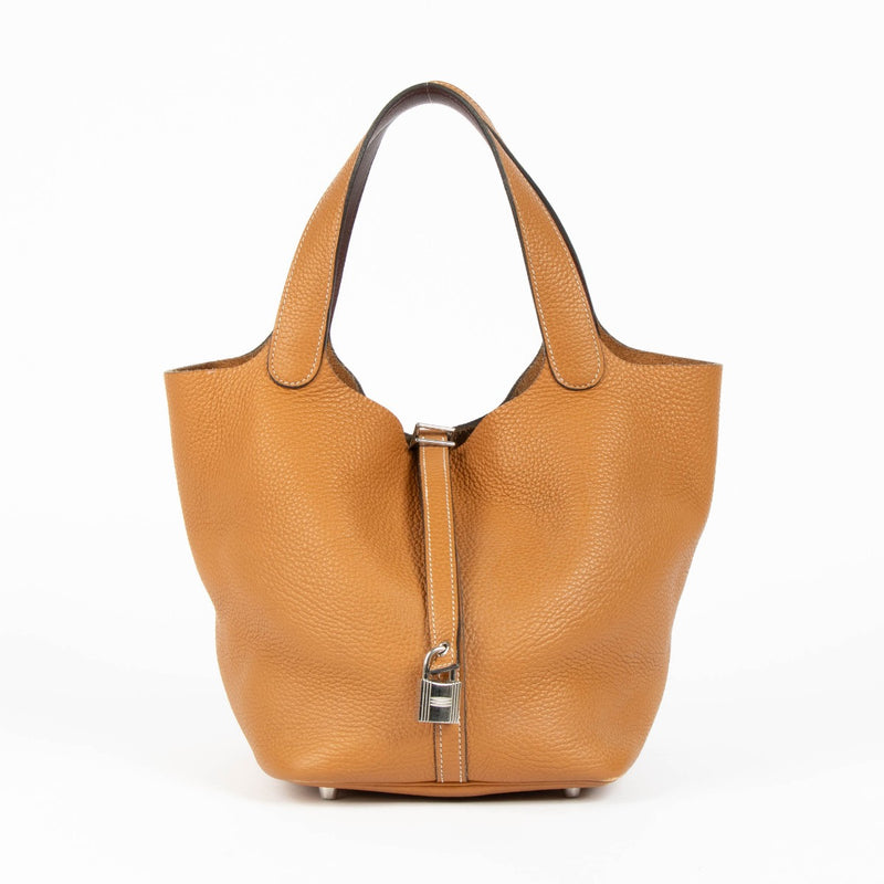 Sac Hermès Picotin Lock 22 Eclat Toffee/Bordeaux Clemence/Swift PHW