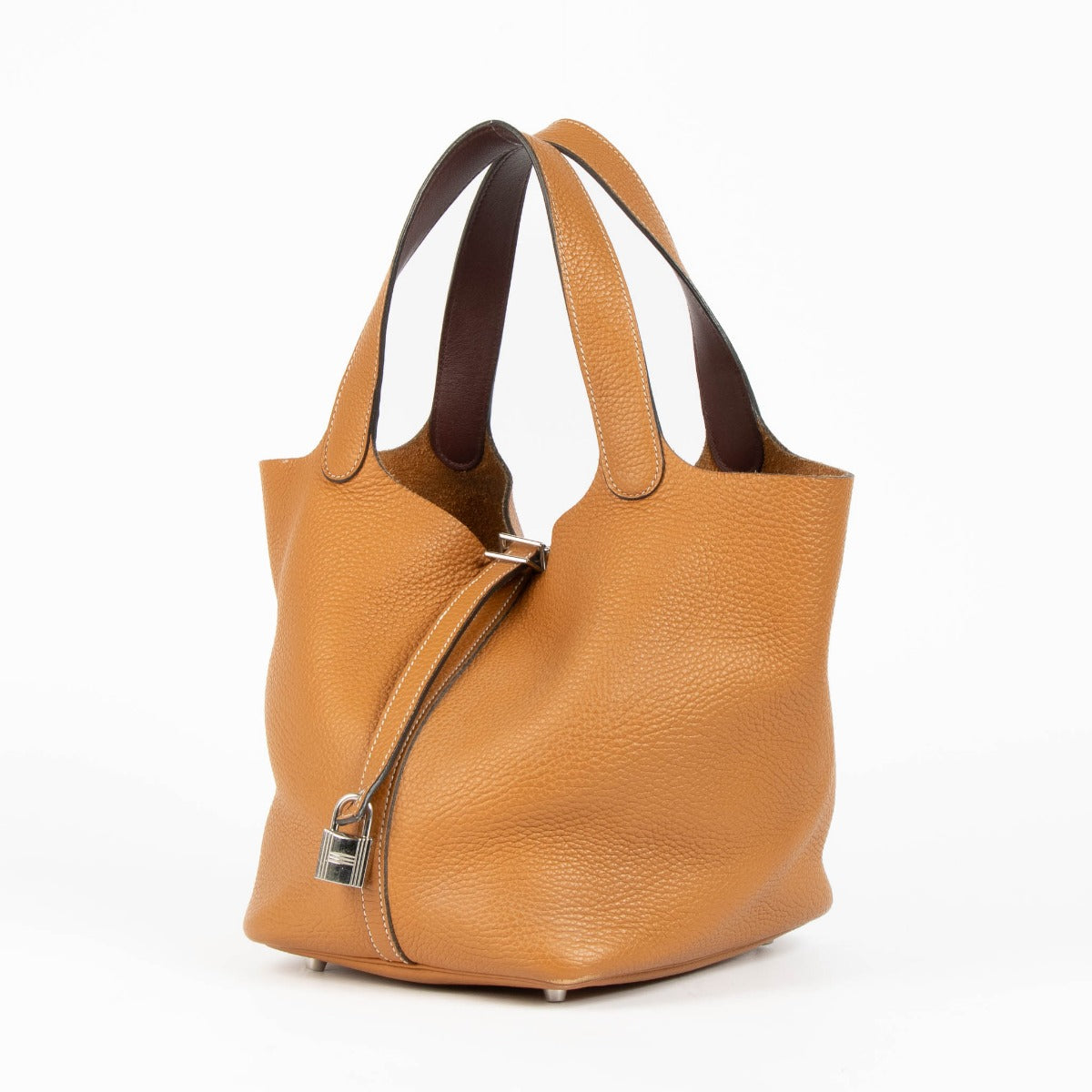 Sac Hermès Picotin Lock 22 Eclat Toffee/Bordeaux Clemence/Swift PHW