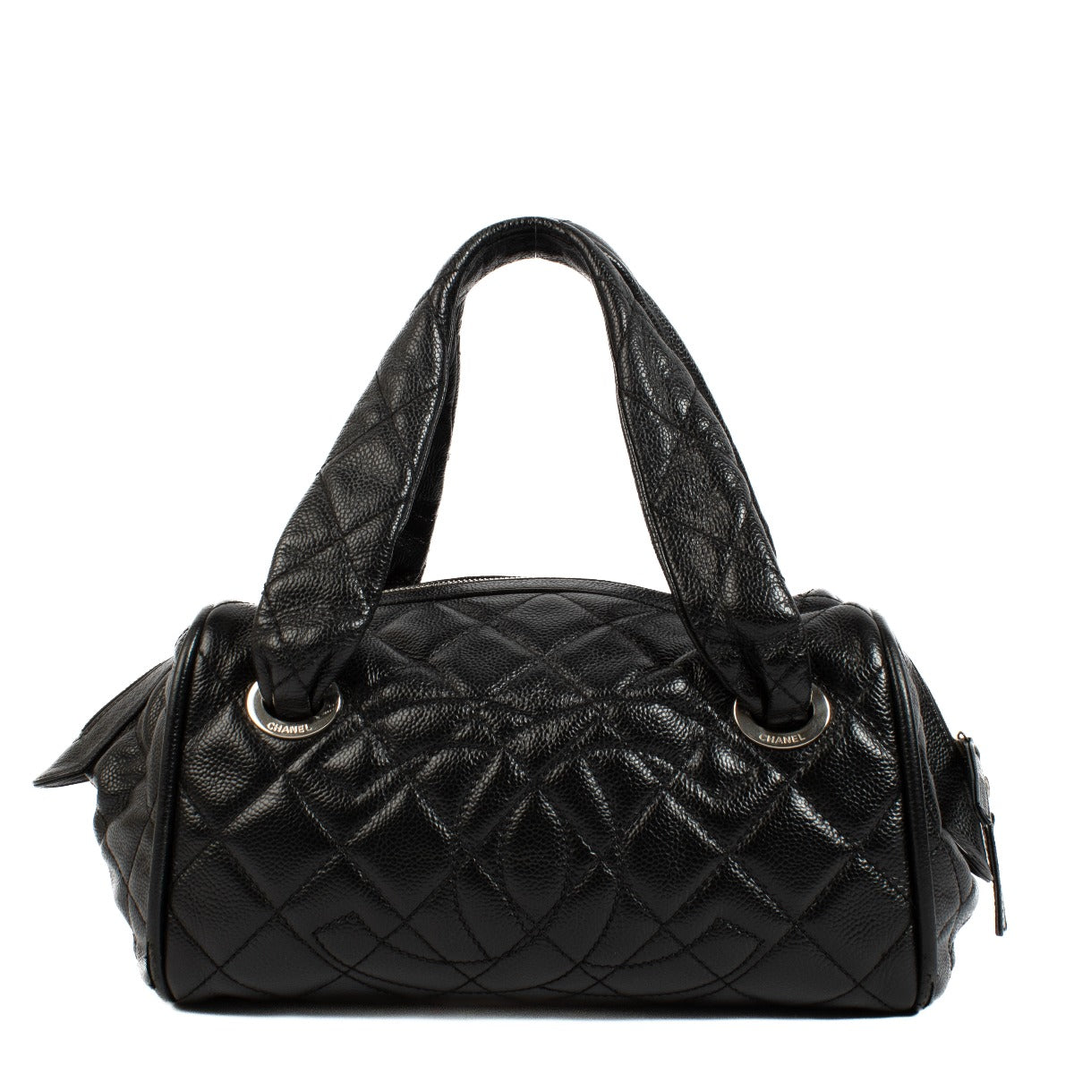 Shop safe online at Labellov in Antwerp, Brussels and Knokke this 100% authentic second hand Chanel Black Caviar Boston Top Handle Bag. Veilig online tweedehands authentieke Chanel Black Caviar Boston handtas bij Labellov in Antwerpen.