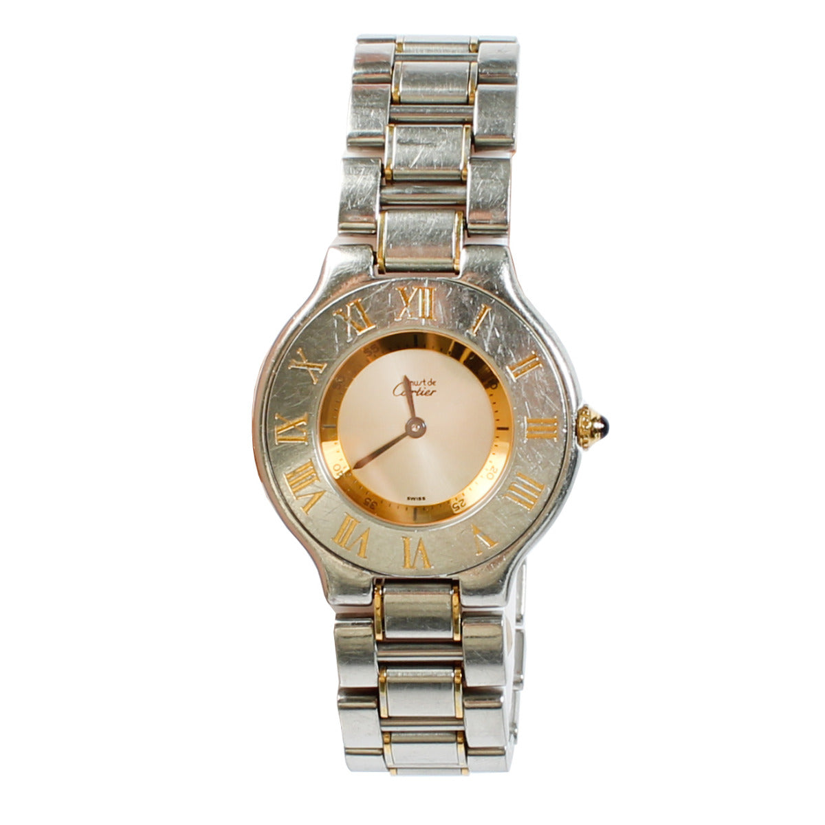Must de Cartier watch 21 for the best price at Labellov secondhand luxury in Antwerp and Knokke. We buy and sell your preloved and brand new designer bags.