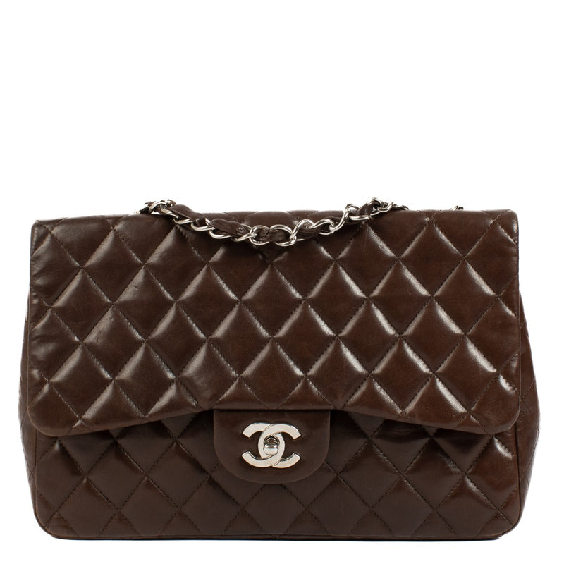 Chanel Brown Lambskin Large Classic Single Flap Bag