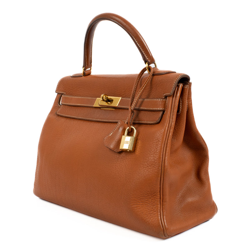 Hermès Vintage Kelly 32 Naturel Sable Fjord GHW