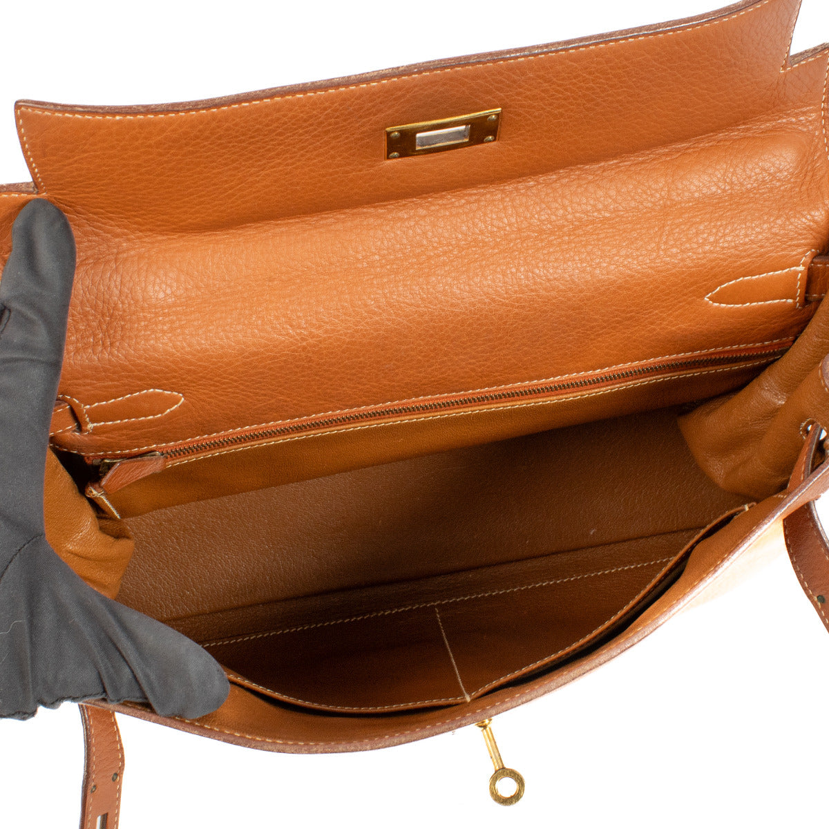 Hermès Vintage Kelly 32 Naturel Sable Fjord GHW