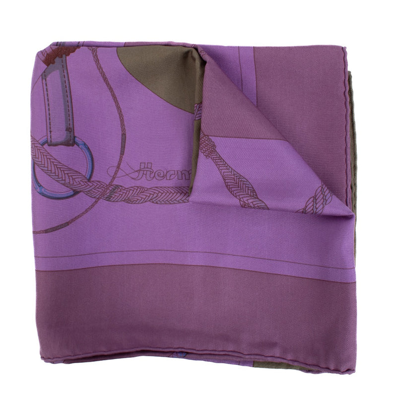 shop 100% authentic second hand Hermès Purple Clic Clou Surtein Carré 90 Silk Scarf on Labellov.com