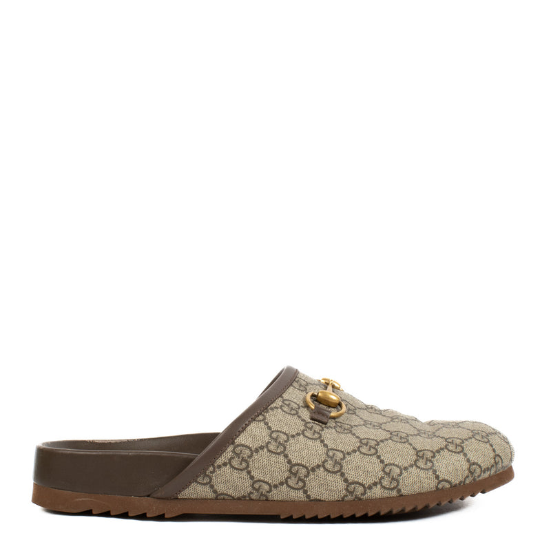 Gucci Monogram Horsebit Mules - size 42