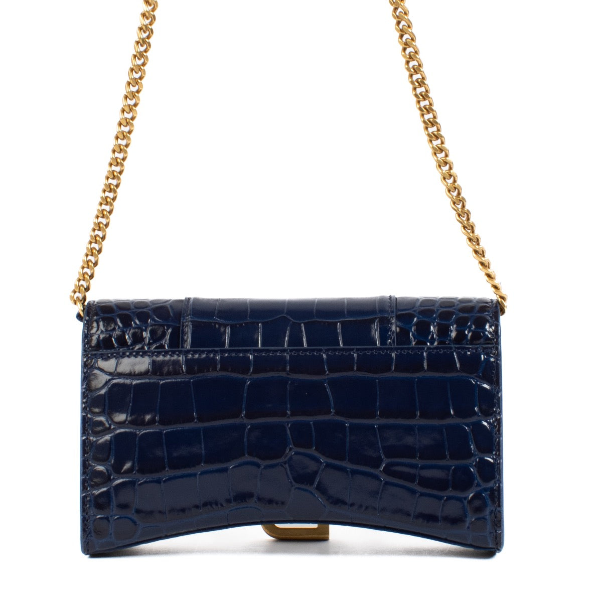 Shop safe online at Labellov in Antwerp, Brussels and Knokke this 100% authentic second hand Balenciaga Blue Croc Embossed Hourglass Chain Wallet.
