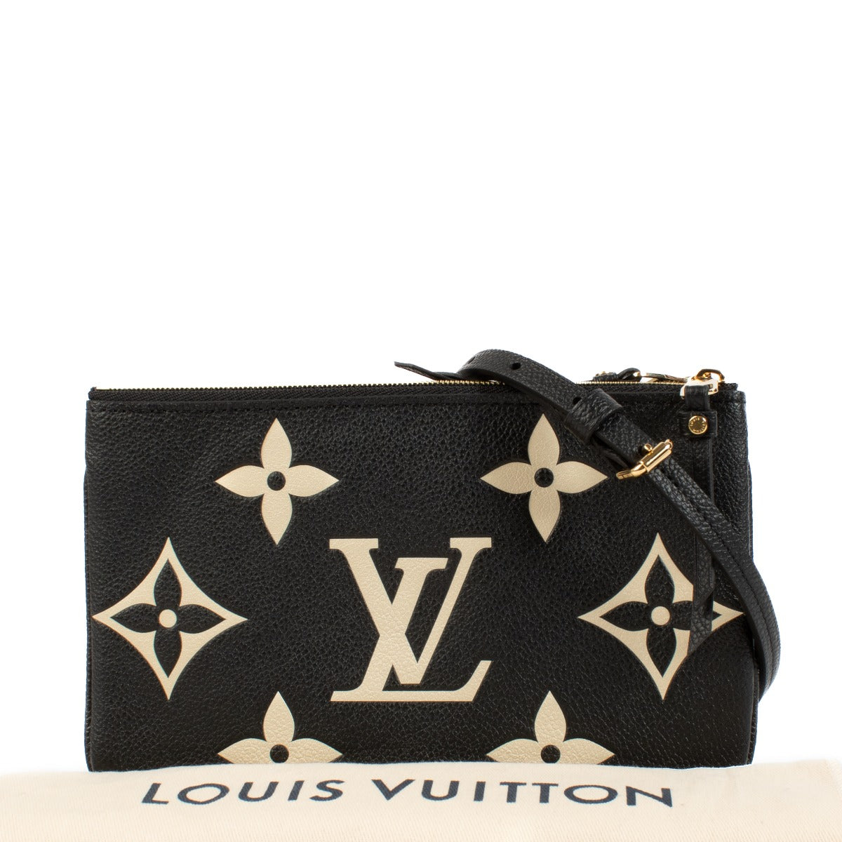 Pochette Double Zip Monogram Empreinte Noire/Beige Louis Vuitton