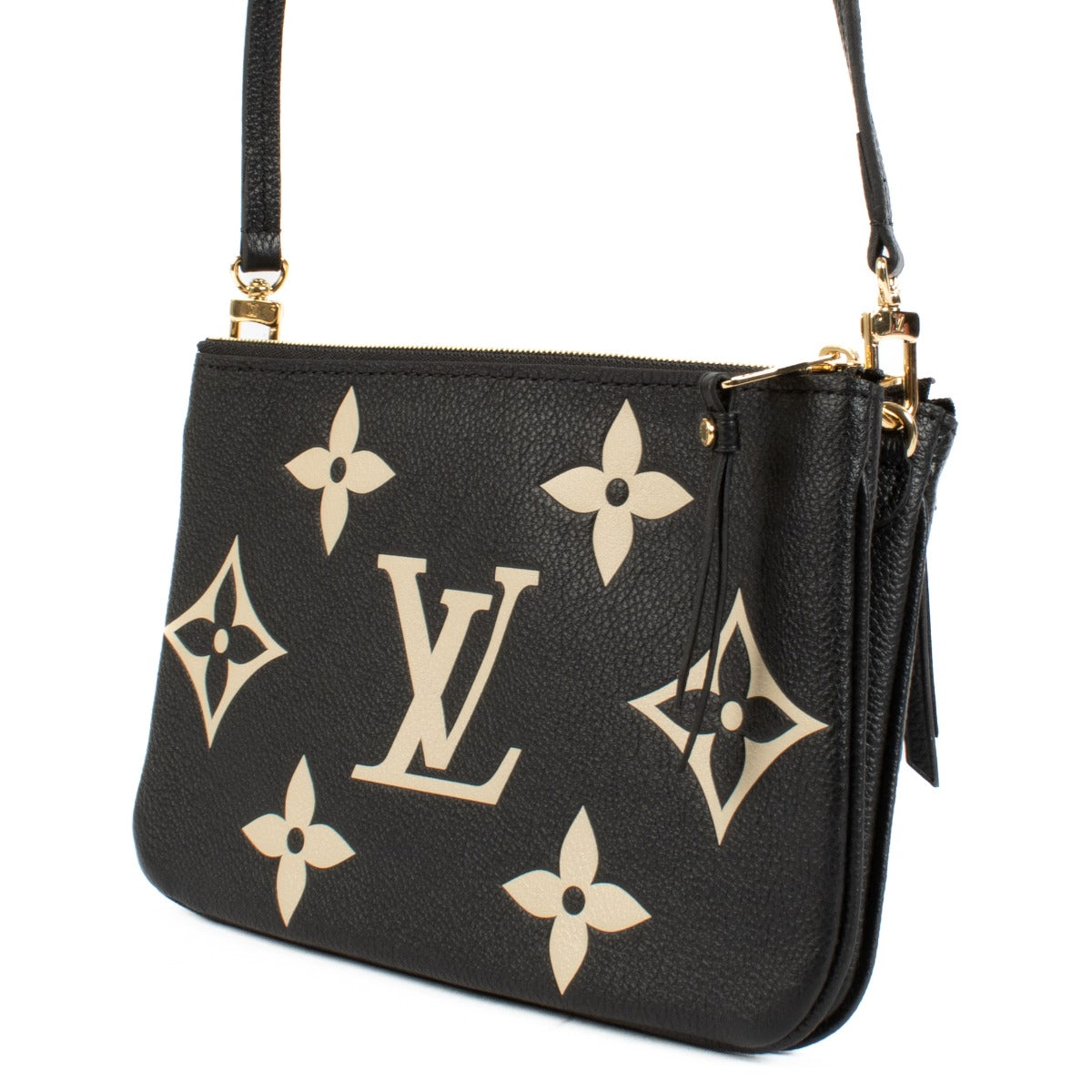 Pochette Double Zip Monogram Empreinte Noire/Beige Louis Vuitton
