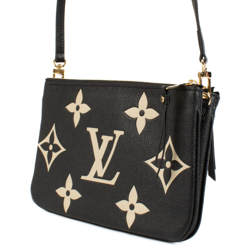 Louis Vuitton Black/Beige Monogram Empreinte Pochette Double Zip