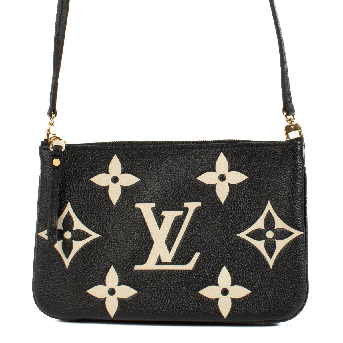 Pochette Double Zip Monogram Empreinte Noire/Beige Louis Vuitton