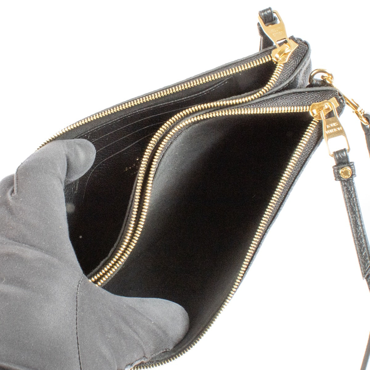 Pochette Double Zip Monogram Empreinte Noire/Beige Louis Vuitton