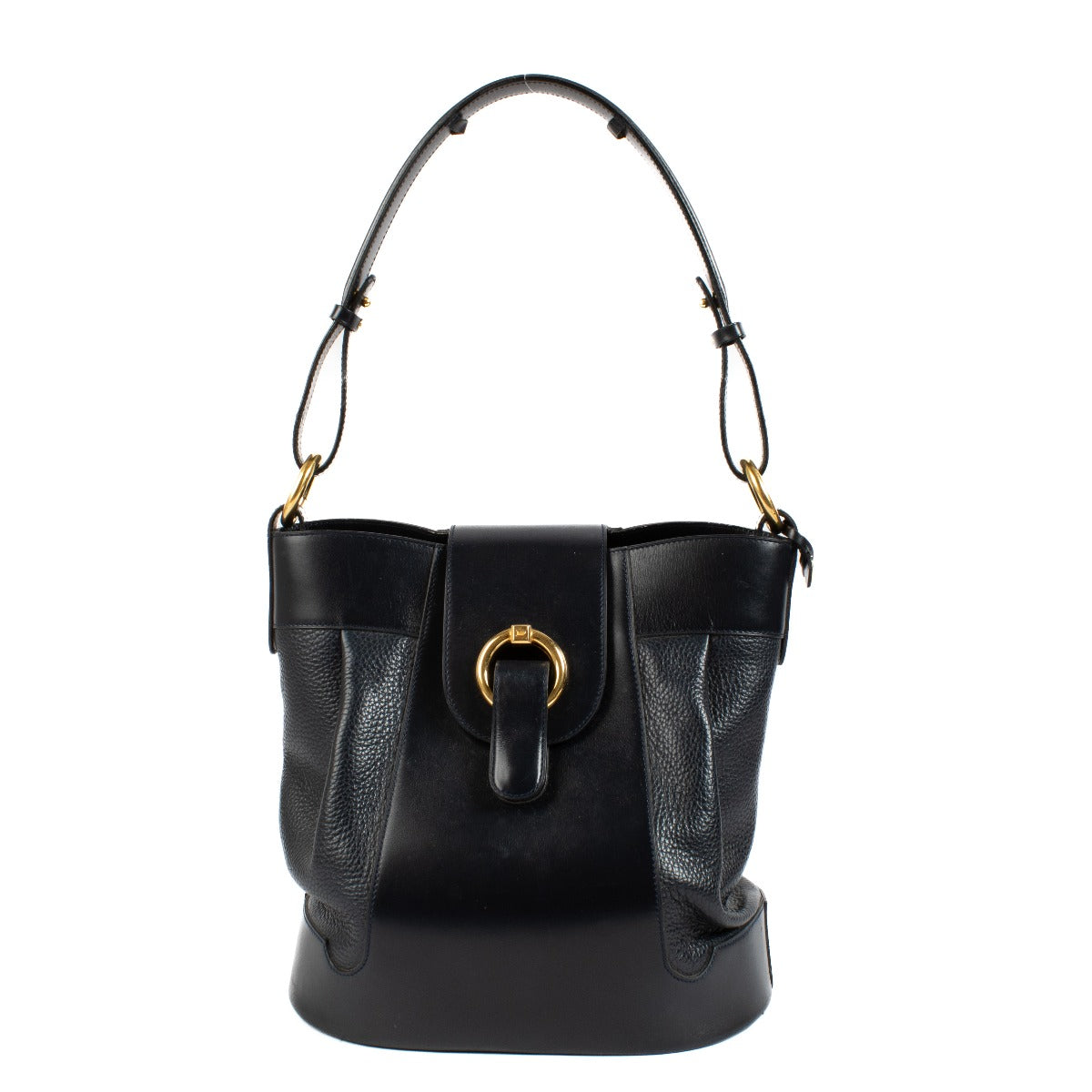 Delvaux Blue Leather Bucket Bag