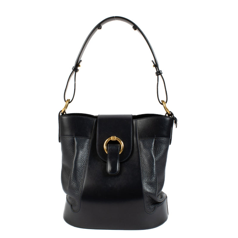 Delvaux Blue Leather Bucket Bag
