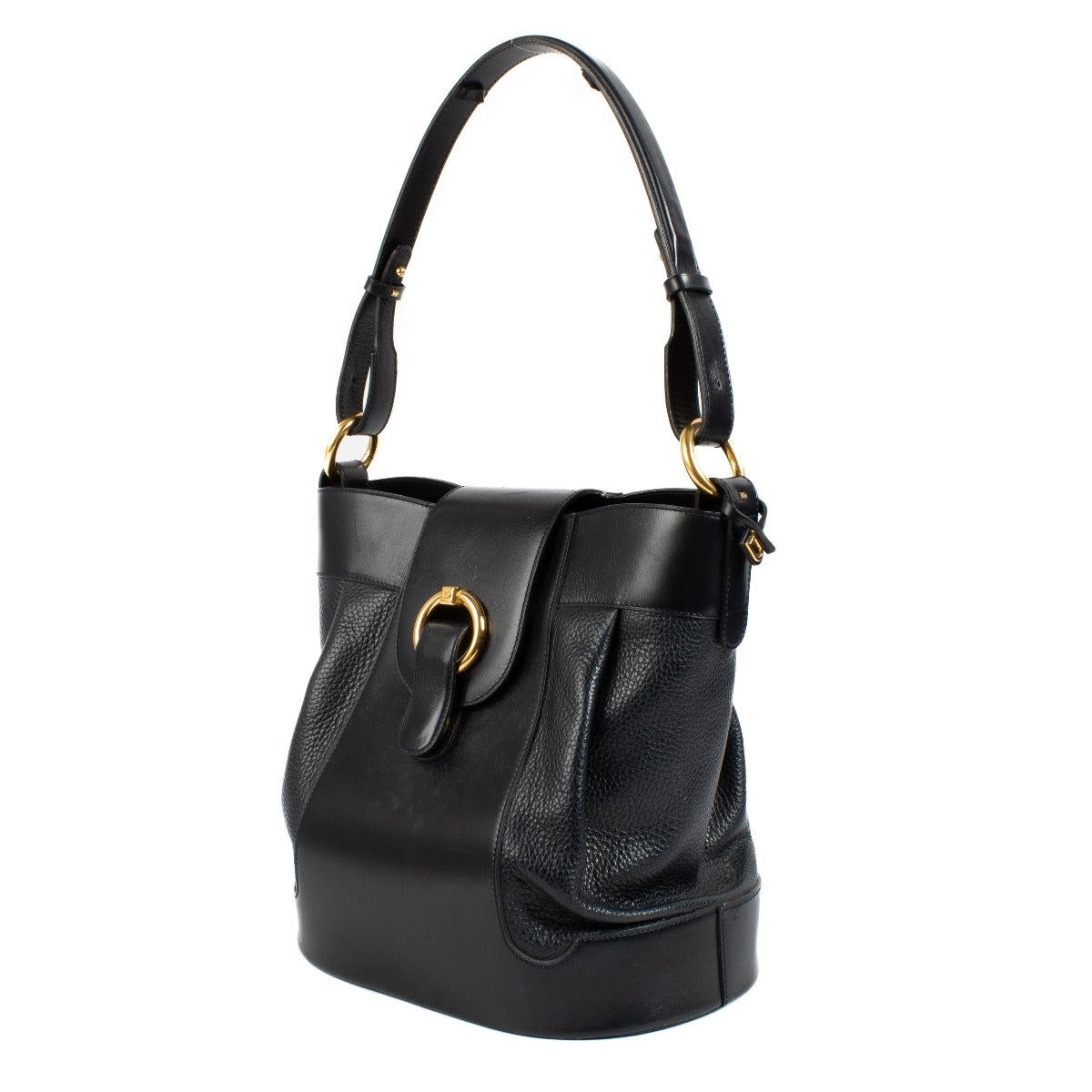 Delvaux Blauw Leren Vintage Bucket Bag