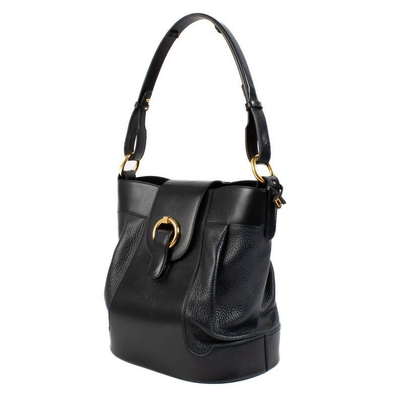 Delvaux Blue Leather Vintage Bucket Bag