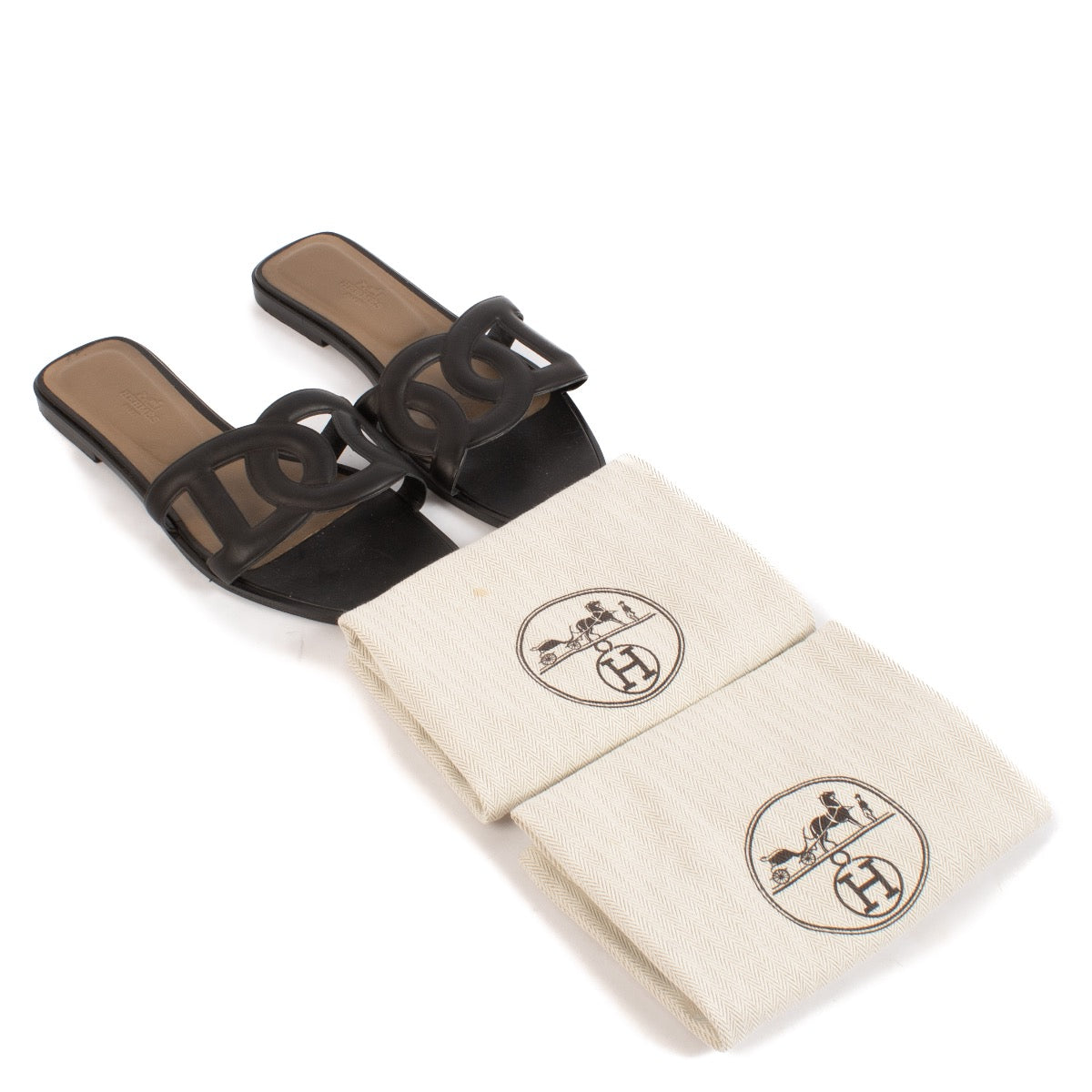 shop 100% authentic second hand Hermès Black Aloha Sandals - Size 39 1/2 on Labellov.com