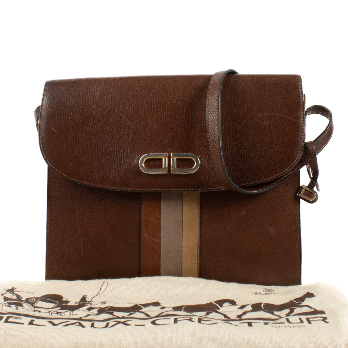 buy 100% authentic pre loved Delvaux Brown Vintage Striped Bag on Labellov.com