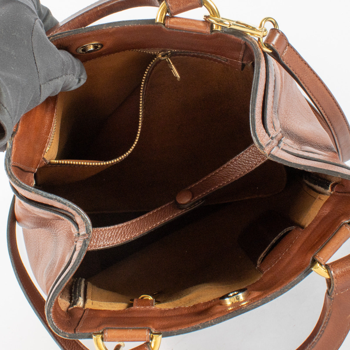 Delvaux Brown Leather Roseau Bag