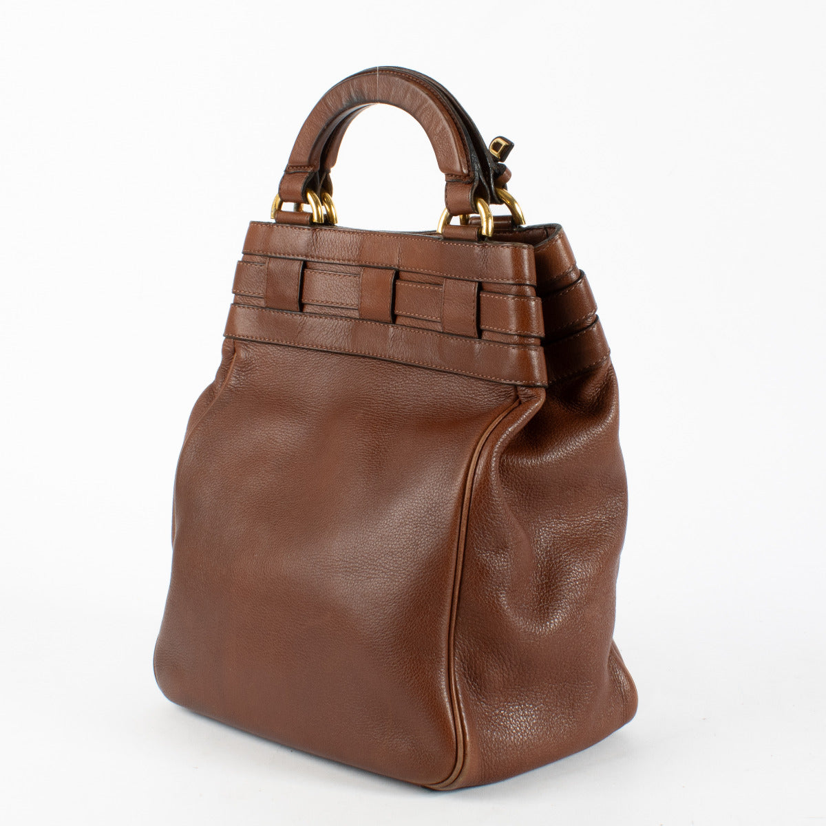 Delvaux Brown Leather Roseau Bag