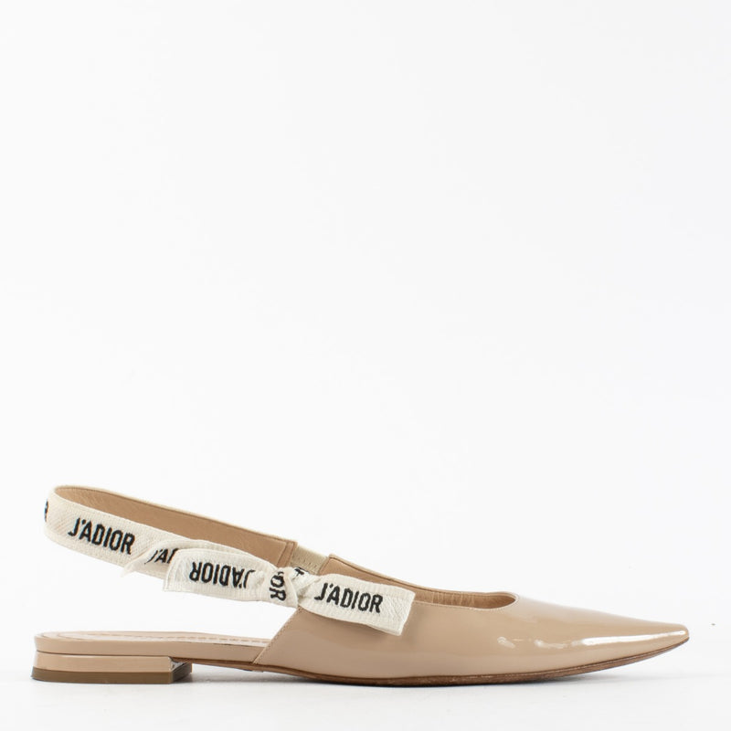 Christian Dior Beige Patent J'Adior Slingbacks - Size 38.5