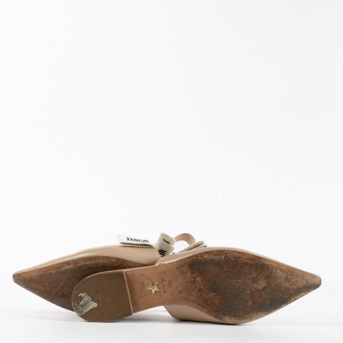 Christian Dior Beige Patent J'Adior Slingbacks - Size 38.5