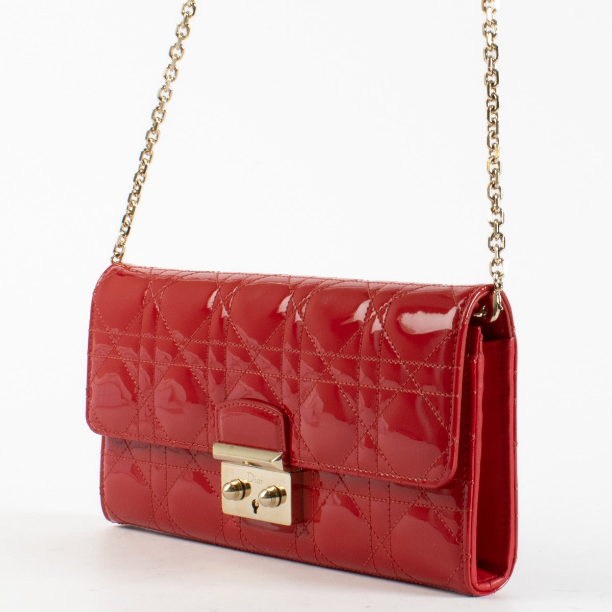 Christian Dior Red Patent Cannage Miss Dior Rendez Vous Chain Bag