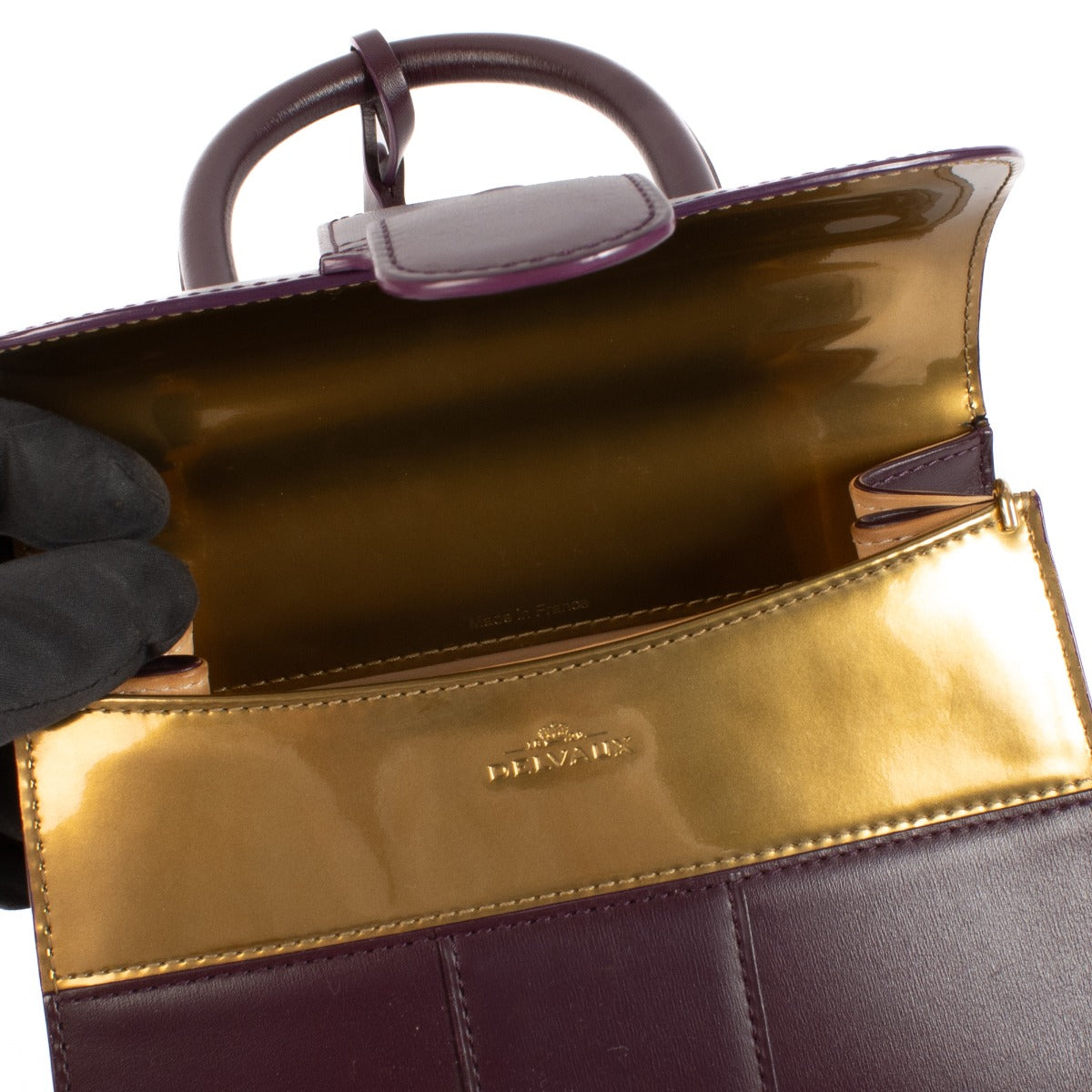 Delvaux Prune/Or antique Box Calf Brillant Mini Mirage