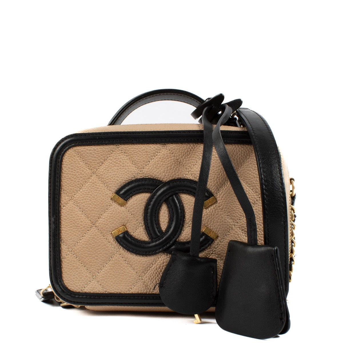 Shop 100% authentic second hand Chanel Beige And Black Vanity Bag on Labellov.com