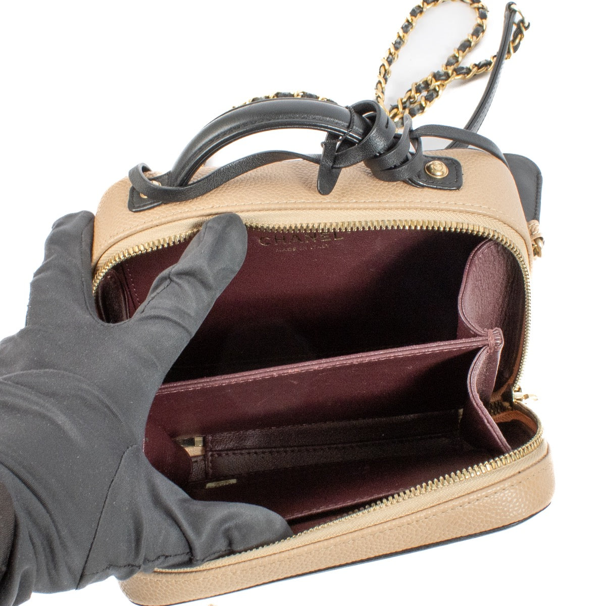 Shop 100% authentic second hand Chanel Beige And Black Vanity Bag on Labellov.com