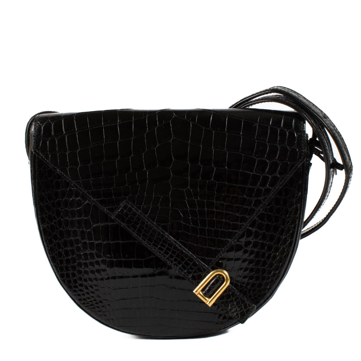 Buy authentic second hand Delvaux Black Crocodile Madelaine Crossbody Bag at Labellov.com