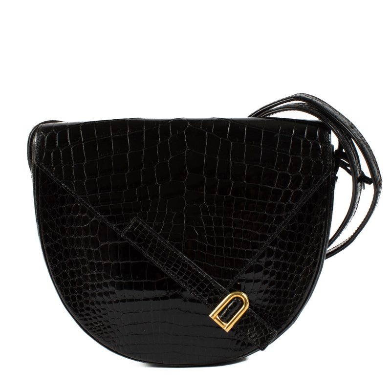 Buy authentic second hand Delvaux Black Crocodile Madelaine Crossbody Bag at Labellov.com