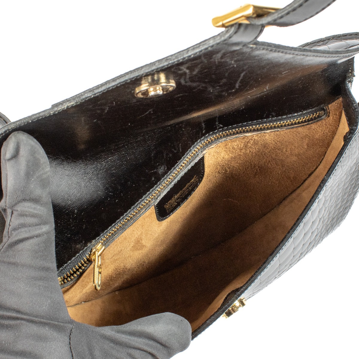 Buy authentic second hand Delvaux Black Crocodile Madelaine Crossbody Bag at Labellov.com