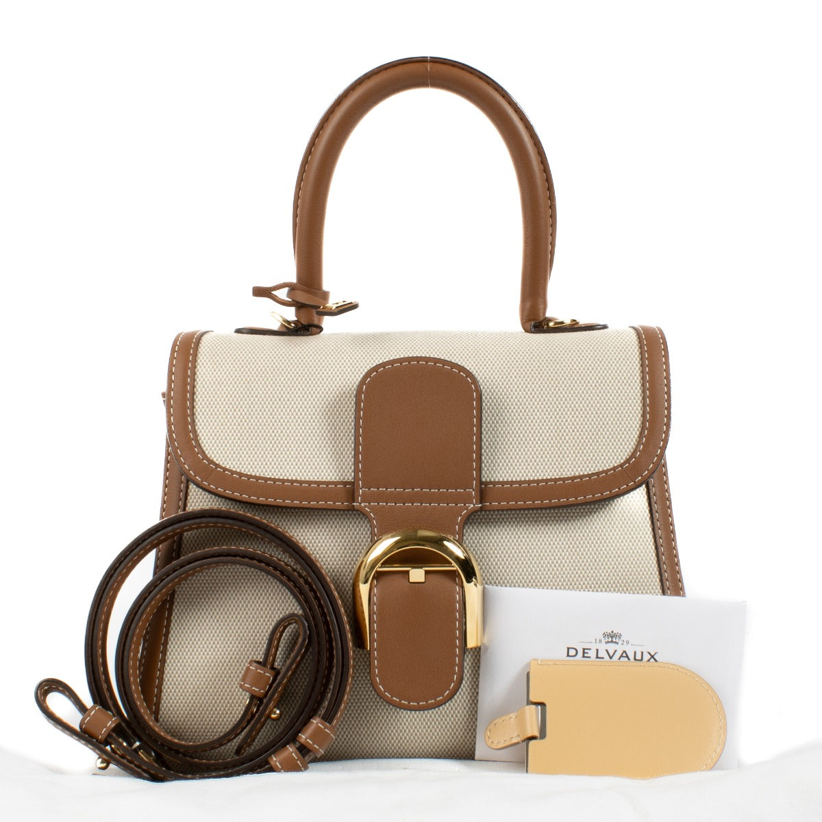Delvaux Natural/Tan Canvas/Calfskin Brillant PM